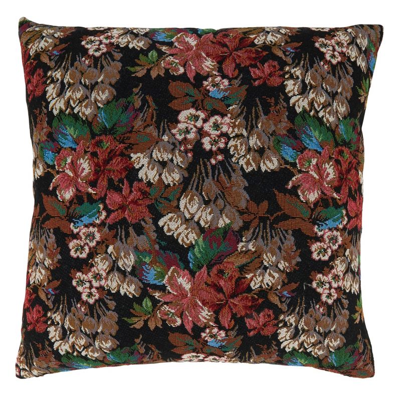 Saro Lifestyle Jacquard Flowers Throw Pillow With Poly Filling, 2 of 3