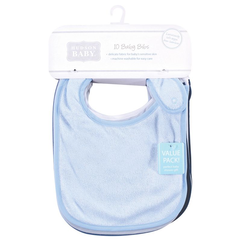 Hudson Baby Infant Boy Rayon from Bamboo Terry Bibs, Lt.Blue Gray, 3 of 9