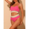 Elerevyo Women's High Waisted Ribbed Adjustable Spaghetti Straps Push Up Swimsuit Bathing Suits 2 Pcs - 2 of 4