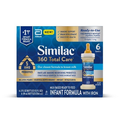Image of Similac 360 Total Care Advance Non-GMO Ready to Feed Infant Formula Bottles - 2 fl oz Each/6ct