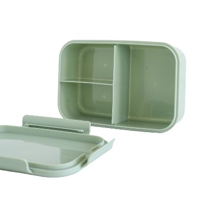 Green Recycled Plastic Leakproof Bento Box with Compartments