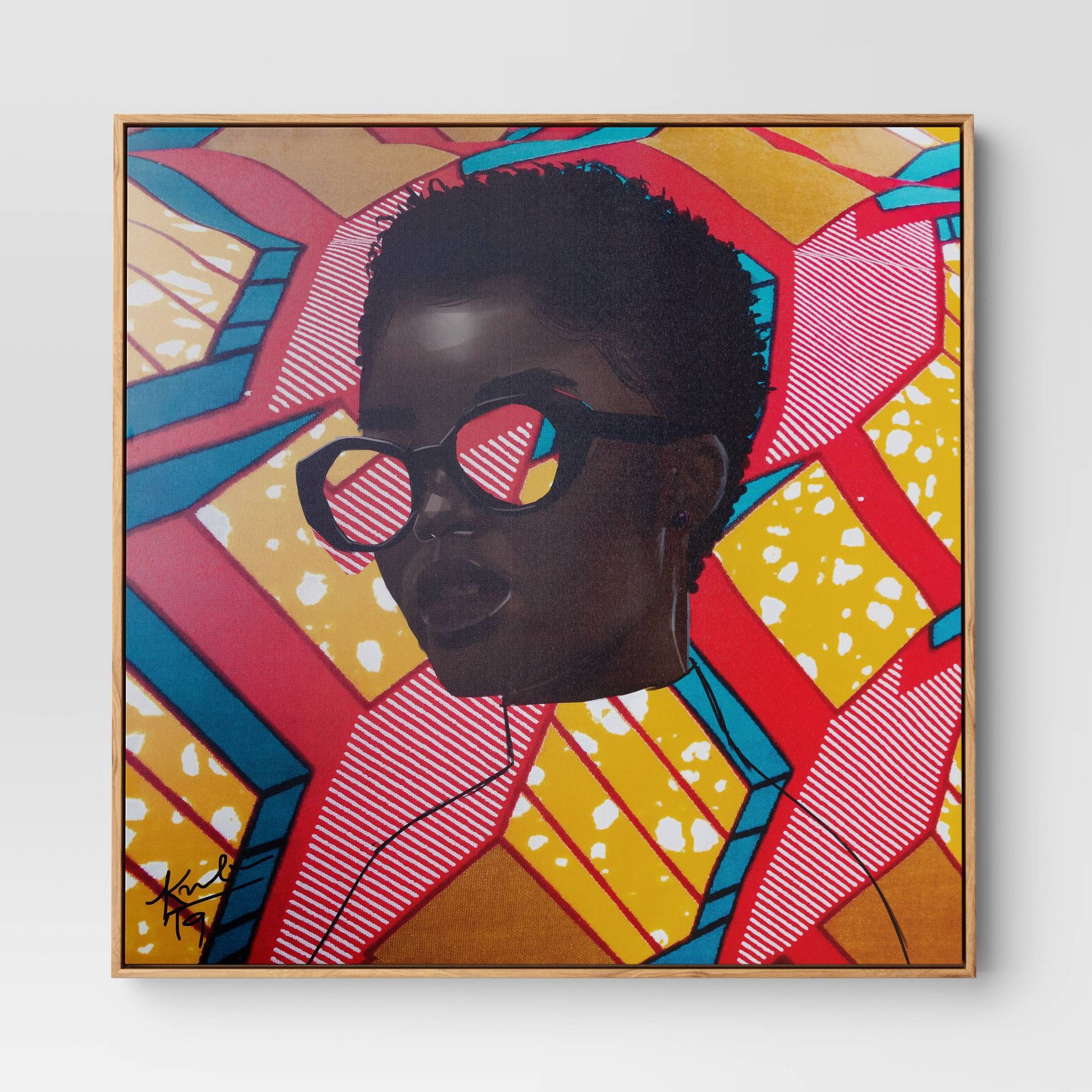 30" x 30" Pattern Portrait by Adekunle Adeleke Framed Wall Canvas - Threshold™: Modern Digital Art, Polystyrene Frame