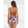 INSPIRE CHIC Women's Triangle Halter Bikini Sets High Cut Thong Leaf Print Cover Up Skirt Swimwear Bathing Suits 3 Pieces - 4 of 4