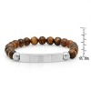 Steeltime Men's tiger eye beaded stainless steel id bracelet - 3 of 4