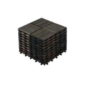 Syemin Carpet Tiles Acacia Wood Interlocking Deck Tiles Checker Pattern, 10 PCS Square Outdoor Flooring for Patio, Pool Side, Brown, 12"*12"*0.75" - 1 of 4