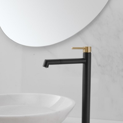 Matte Black and Gold Stainless Steel Single Handle Bathroom Faucet
