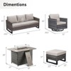 Buenhomino 6 Peices Outdoor Patio Furniture Set with 41" Fire Pit Table, Wicker Swivel Rocking Chairs Conversation Sets for Yard Garden Porch - 3 of 4