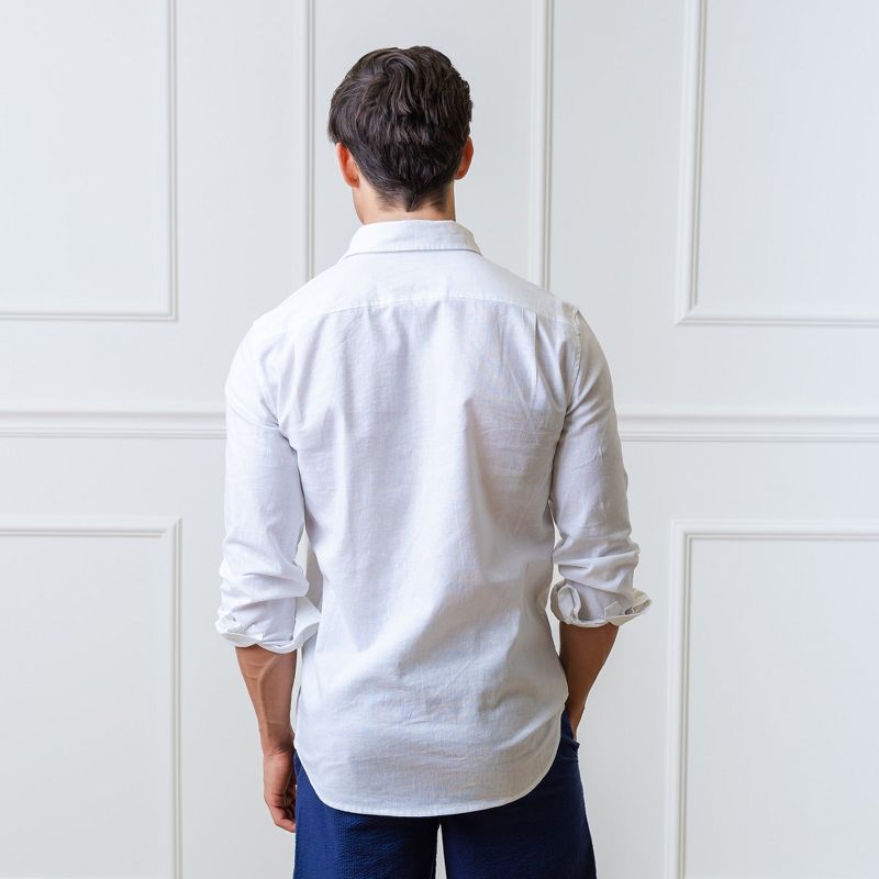 Hope & Henry Mens' Linen Long Sleeve Button Down Shirt, 4 of 7