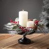 19"H Sullivans Snowy Long Pine & Berry Christmas Mini Wreath, Green - 3 of 3