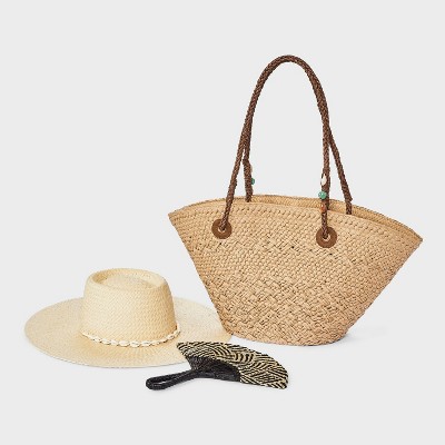 Сумки A New Day Hand Woven Straw Bead Strap Fan Tote Bag - A New Day™ Natural — фото 6