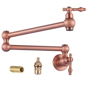 WOWOW Wall Mounted Pot Filler with 2-Handles Double Joint Swing Arm in Brushed Nickel - 1 of 4