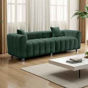 87" Velvet 3-Seater Modular Loveseat with Metal Legs & 2 Pillows - 1 of 4