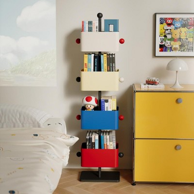 INFURNIC Decorative Bookshelf Children's Creative Corner Shelf Multi-Functional Placement Rack for Living Room, Multicolored, 9.84"*13.78"*52.36"