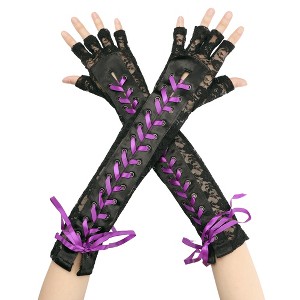 INSPIRE CHIC Women's Lace Up Half Finger Gloves - 1 of 4