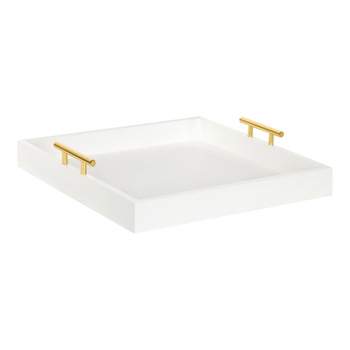 Kate and Laurel Lipton Tray, 16x16, White and Gold