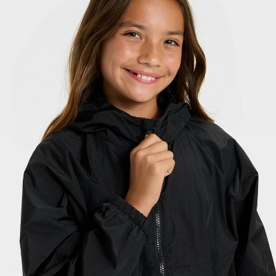 Детские куртки All In Motion Girls' Solid Windbreaker Jacket - All In Motion™ Black XS — фото 3