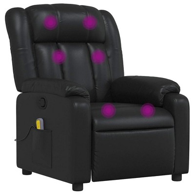 vidaXL Massage Recliner Chair, Adjustable Recliner with 6-Point Vibration Massage, Black Leather
