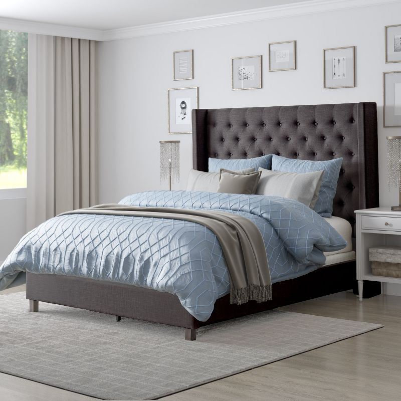 King Fairfield Fabric Tufted Bed with Wings - CorLiving, 4 of 11