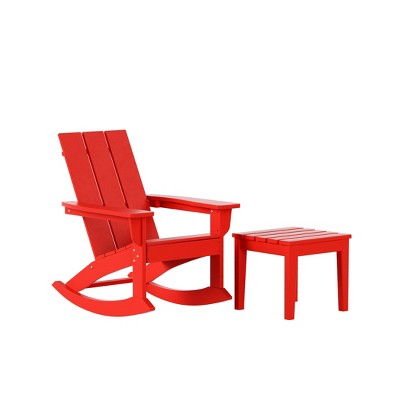 WestinTrends Modern Adirondack Outdoor Rocking Chair with Side Table Set