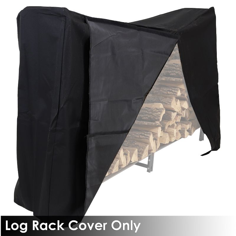 Sunnydaze Outdoor Weather-Resistant Heavy-Duty Durable PVC Firewood Log Rack Holder Cover - Black, 5 of 8