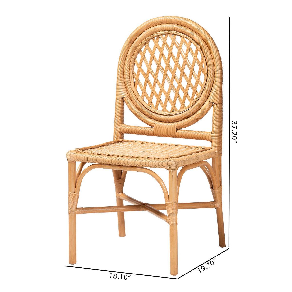 bali & pari Oxford Round Back Rattan Set of 2 Dining Chair Light Honey - thumbnail 7