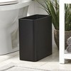 mDesign Stainless Steel Slim Rectangular 2.6 Gallon/10 Liter Waste Basket, Black - 2 of 3
