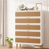 Natural Wood Rattan Dresser w/ 5 Deep Drawers, MDF Storage Cabinet - 2 of 4