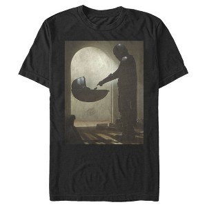 Men's Star Wars The Mandalorian The Child and Bounty Hunter Portrait Scene T-Shirt - 1 of 4