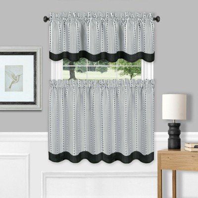 Farmhouse Striped Caf Kitchen Curtain Tier Valance Set 58 In W X   GUEST E6027a7f D4e2 4938 Ba3e 560086c4433b