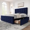 Full Size Bed Frame with 4 Storage Drawers and Headboard, Linen Upholstered Platform Bed Frame with Wooden Slats Support, Button Tufted Design - 4 of 4