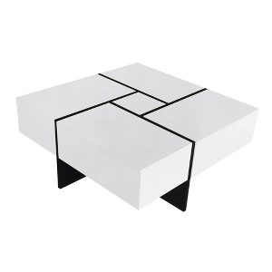 JANSNO 31.5" x 31.5" Modern Square Coffee Table with Sliding Top and 4 Hidden Compartments - 1 of 4