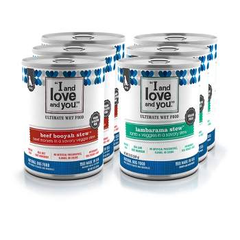 I and Love and You Multipack (Beef Booyah Stew & Lambarama Stew) Beef/Lamb Wet Dog Food - 13oz/6pk