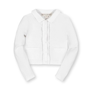 Hope & Henry Girls'  Long Sleeve Scallop Detail Cardigan Sweater, Kids - 1 of 4