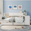 Wooden L-Shape Daybed with Seven Storage Cabinets and Two Storage Drawers, Multi-functional Bed with Study Desk and Built-in Bookshelf - 2 of 4