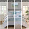 Sapphtopaz Comforter Set Farmhouse Style Seersucker Floral Print Lace Embellishment Reversible Cotton Quilt Set - 3 of 4
