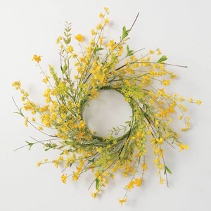 Sullivans Artificial Yellow Wispy Wreath - 1 of 3