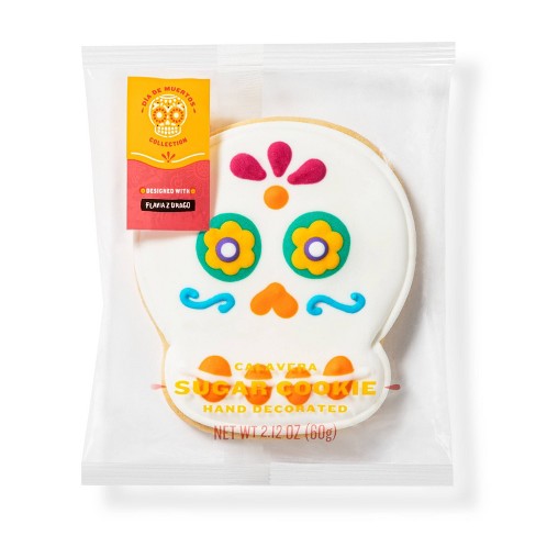 Decorated Cookie - White Skull with Heart Eyes - 2.12oz - Día de Muertos - image 1 of 3