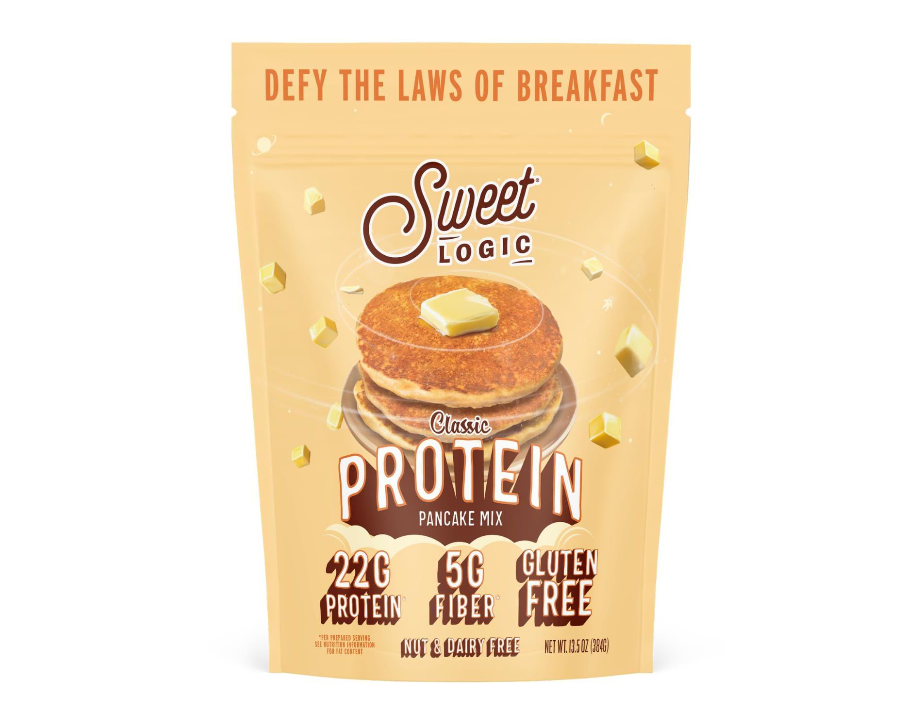 Sweet Logic Protein Pancake & Waffle Mix, 22g Protein, 5g Fiber, Gluten Free, Dairy Free with Collagen, Low Sugar, Nut Free, 6 Servings