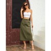 Women Y2k Cargo Long Skirt Low Waist Drawstring Maxi Skirt Ruched Vintage Slit Cargo Skirt with Pockets - 4 of 4