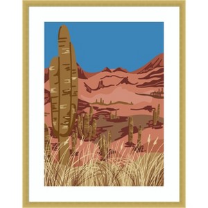 Amanti Art Cactus desert by Anis Illustration Wood Framed Wall Art Print - 1 of 4
