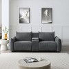 Power Lift Recliner Sofa with USB Charging - Linen Upholstered Living Room Sleeper with 2 Cup Holders, Storage Box , Home Theater Seating - 2 of 4