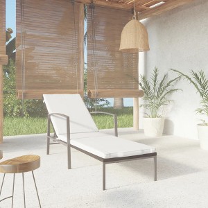 vidaXL Patio Sun Lounger with Cushion Poly Rattan Black - 1 of 4