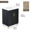 phiestina 24 Inch Black Bathroom Vanity, Fully Pre-Assembled Cabinet with Ceramic Sink, 2 Soft Close Doors, Modern Storage, Faucet Not Included - 3 of 4