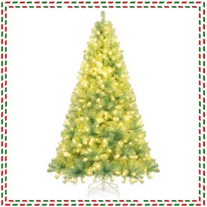 Costway 7.5 FT Artificial Xmas Tree with 1300 Branch Tips, 550 Warm White LED Lights 8 Modes Fruit Green - 1 of 1