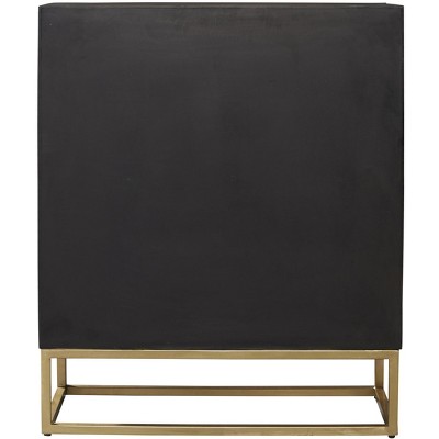 Contemporary Brown and Gold Mango Wood Glass-Paneled Chest