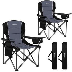 Oversized Folding Camping Chairs with Adjustable Arm Straps, Black, Set of 2 - 1 of 4