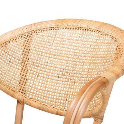 Varick Natural Brown Rattan Arm Chair with Foam Cushion