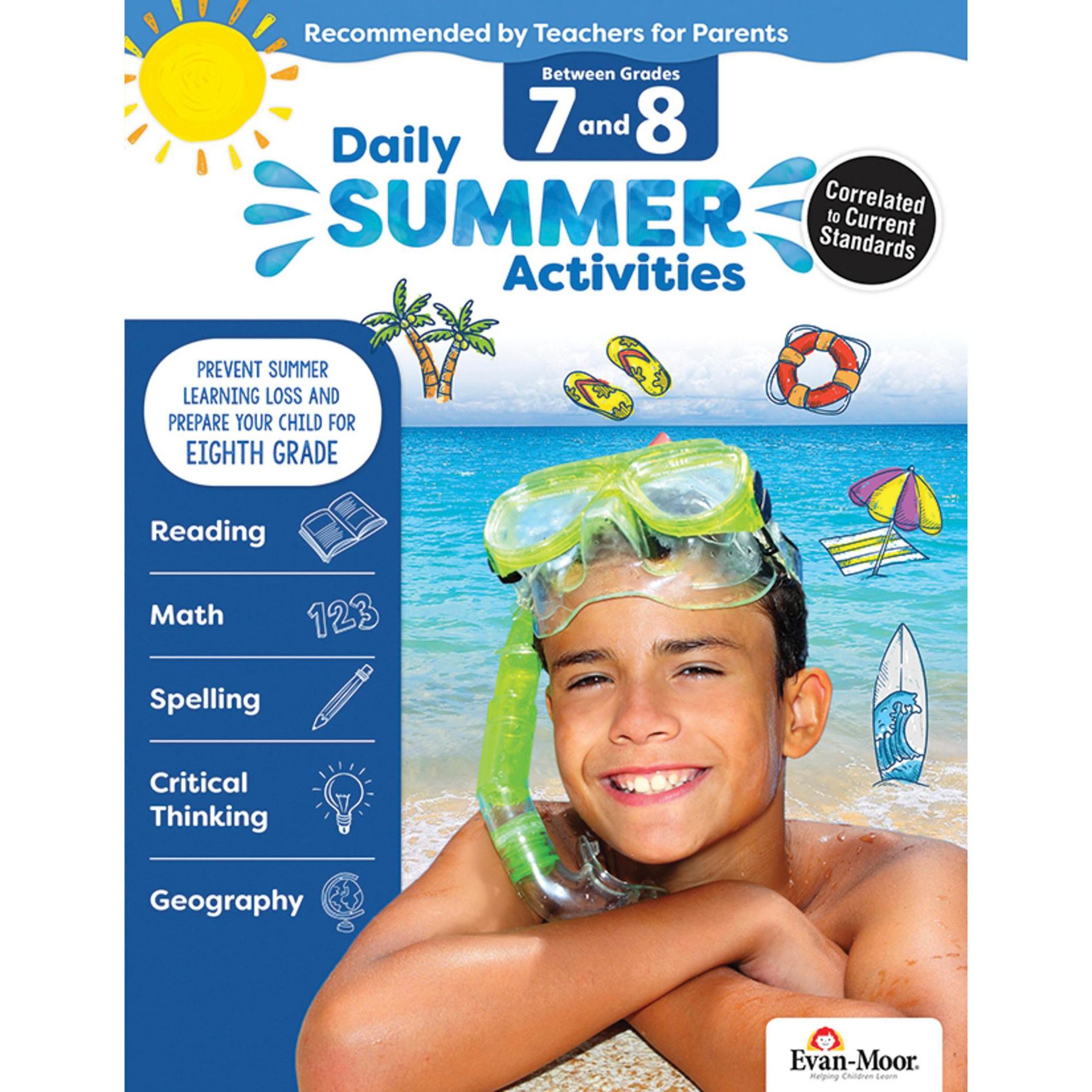 Evan-Moor Daily Summer Activities Workbook, 144 Pages, Grades 7 to 8