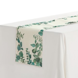 Unique Bargains Green Leaf Farmhouse Burlap Kitchen Table Runner 13x71 Inches 1Pc - 1 of 4