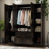 FUFU&GAGA Wardrobe Armoire Wooden Closet with Mirror 4 Doors 2 Drawers - 3 of 4